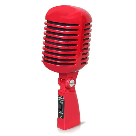 Pyle Pro Audio PDMICR42R Retro Vintage Style Dynamic Vocal Mic Red W/ Xlr Cable