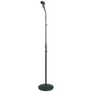 PylePro Universal Compact Base Microphone Stand with Adjustable & Pivotable Gooseneck - 60 Height - Glossy Black - Metal, Plastic - Black