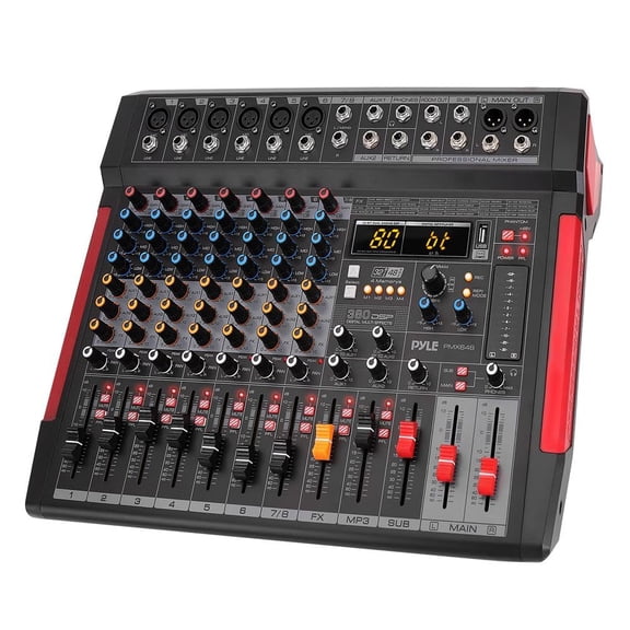 Pyle Professional DJ Audio Mixer Controller - 8-Channel DJ Sound Mixer W/ DSP 380 Preset Effects