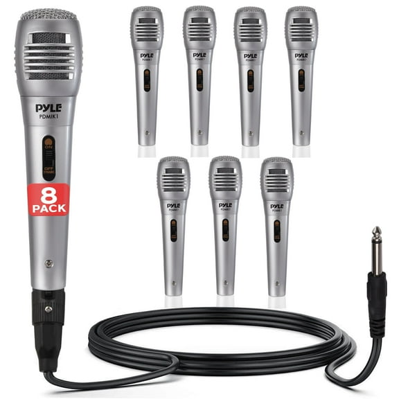 Pyle Professional Dynamic Microphone - 8-Pack Unidirectional Handheld Mic with Built-in Pop Filter, High Signal Output, 6.5 ft. XLR Audio Cable, Ideal for Stage, Karaoke & Studio Performances