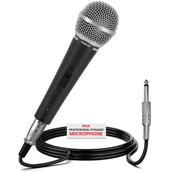 Pyle Professional Dynamic Vocal Microphone Set 2 Pack Cardioid Unidirectional Handheld Mics with On/Off Switch, Includes 15ft XLR to 1/4" Cable
