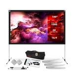 Pyle Foldable Portable Projector Screen - 120" 16:9 HD 4K Lightweight Indoor Outdoor Anti-Crease Movie Projection Display - for Home Theater, Party, Office, Classroom