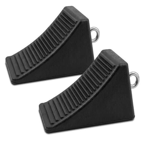 Pyle Rubber Wheel Chocks 2-Pack with Eyebolt – Heavy-Duty Anti-Slip Tire Stops for Trailers, RVs & Trucks, Weather-Resistant Design, 6600 lb Capacity, Black