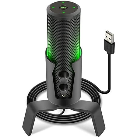 Pyle Selectable Pickup Pattern RGB USB Microphone - 4 Recording Modes Cardioid Condenser Audio Mic