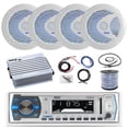 thumbnail image 1 of Pyle Single DIN Bluetooth MP3 In-Dash Stereo Receiver w/ Remote Control, 4x 6.5'' 150 Watt Max Power Multicolor LED Dual Cone Boat Speakers, 4 Channel Amplifier w/Wiring Kit, Speaker Wire, Antenna, 1 of 7