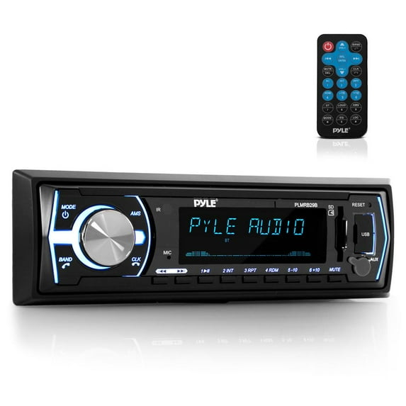 Pyle Single-DIN In-Dash Digital Marine Stereo Receiver with Bluetooth (Black), PLMRB29B