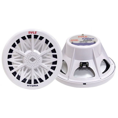 Pyle Single Outdoor Marine Audio Subwoofer - 600 Watt 12 Inch White Waterproof Bass Loud Speaker For Marine Stereo Sound System, Under Helm or Box Case Mount in Small Boat, Marine Vehicle PLMRW12