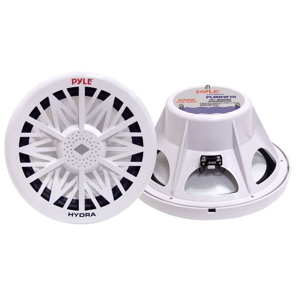 Pyle Single Outdoor Marine Audio Subwoofer - 600 Watt 12 Inch White Waterproof Bass Loud Speaker For Marine Stereo Sound System, Under Helm or Box Case Mount in Small Boat, Marine Vehicle PLMRW12