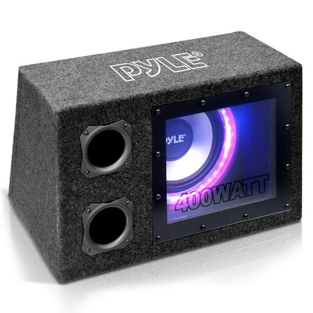 Pyle Single Series Vented Subwoofer - 8'' 4 Layer Dual Voice Coil - Rear Vented Design with Built-in Illuminating LED Lights, 400 Watts Max Power