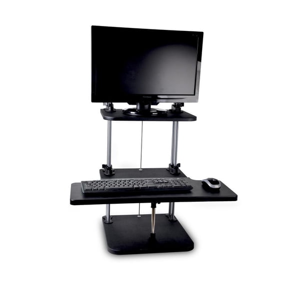 Pyle Sit Stand Desk, Height Adjustable Stand-Up Desk, Computer/Laptop Stand Up Workstation, Black
