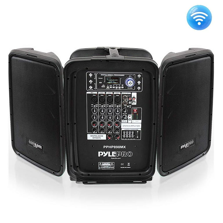 Pyle Stage and Studio 8 Inch Bluetooth PA Loud Speaker and Amplifier Mixer Kit