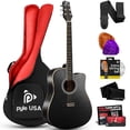 thumbnail image 1 of Pyle Steel String Acoustic Guitar Kit, 41" Full Size Cutaway with Ashtree Top, Open Pore Finish, Premium Accessory Set with Armored Gig Bag, Black Matte, 1 of 7