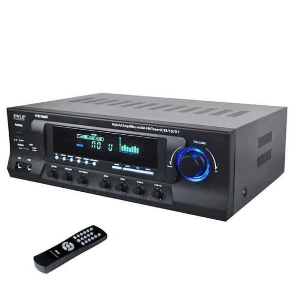 Pyle Stereo Amplifier Receiver with AM FM Tuner, Bluetooth, and Sub Control PT272AUBT