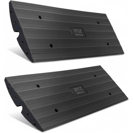 Pyle Truck Curb Ramps PCRBDR21 Rubber Curb Side Bridge Tracks 11, 000 lb Max Load - Black 2 Pack