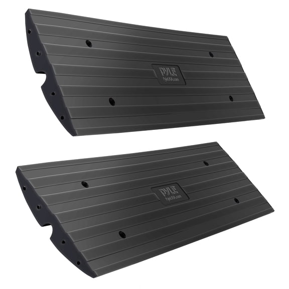 Pyle Truck Curb Ramps PCRBDR21 Rubber Curb Side Bridge Tracks 11, 000 lb Max Load - Black 2 Pack