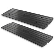 Pyle Truck Curb Ramps PCRBDR21 Rubber Curb Side Bridge Tracks 11, 000 lb Max Load - Black 2 Pack