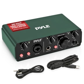 Pyle USB Audio Interface for Recording, Streaming & Podcasting 2 Inputs 2 Outputs, 48V Phantom Power, 24bit/192kHz ASIO, Studio-Quality Sound, Rugged Metal Chassis - Compatible with Windows/Mac