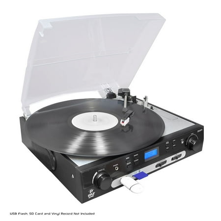 Pyle USB Turntable W/ direct-to-digital USB/SD Card Encoder & Built-in AM/FM Radio conversion