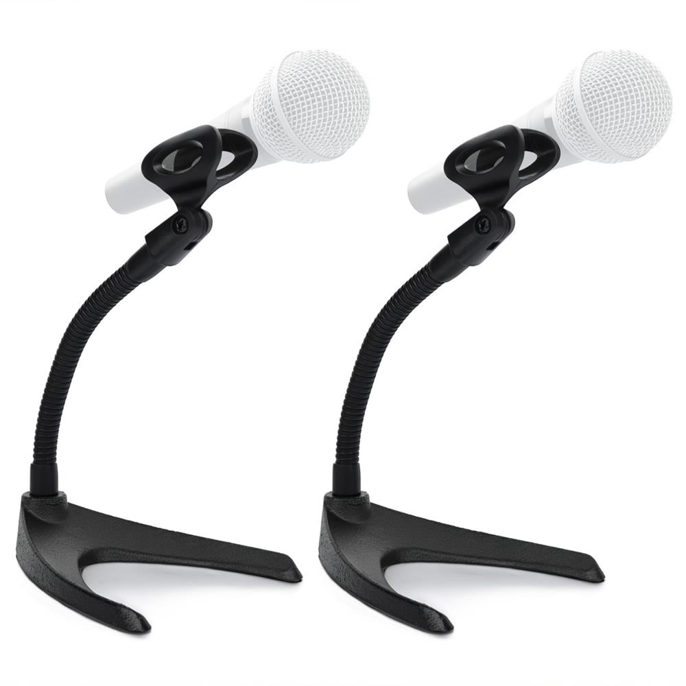 Pyle Universal Adjustable Desktop Microphone Stand - Tabletop Mic Holder Mic Stand 8.2'' (Pair)