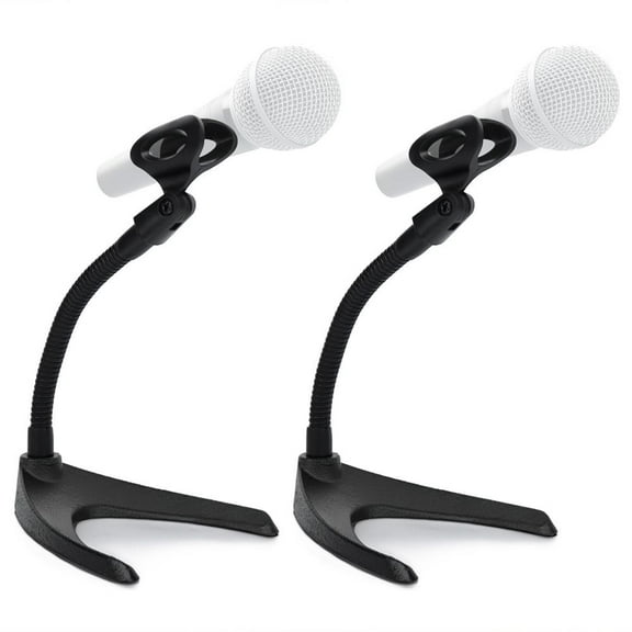 Pyle Universal Adjustable Desktop Microphone Stand - Tabletop Mic Holder Mic Stand 8.2'' (Pair)
