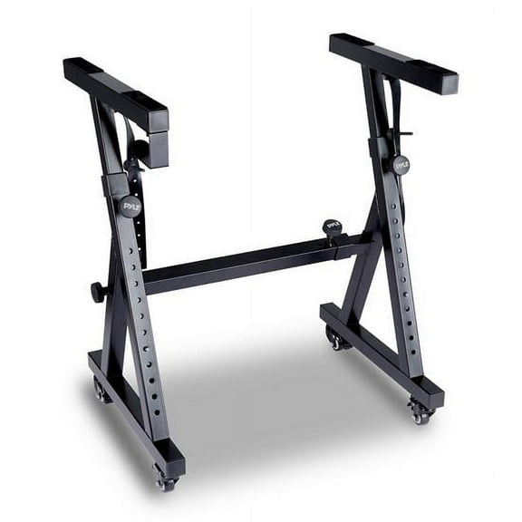 Pyle Universal Electronic Piano, Black Heavy-Duty Z Style Keyboard Stand with Locking Wheels, Adjustable Height and Width, Portable Organ Holder Rack, Collapsible Design (PKSTZ88)