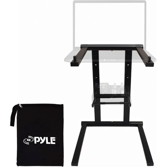 PYLE PLPTS35 - Universal Portable Foldable Professional DJ Laptop Stand with Second Accessory Tray