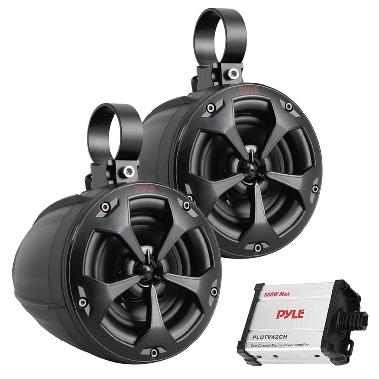 Pyle Waterproof Off-Road Speakers with Amplifier Inch 800W