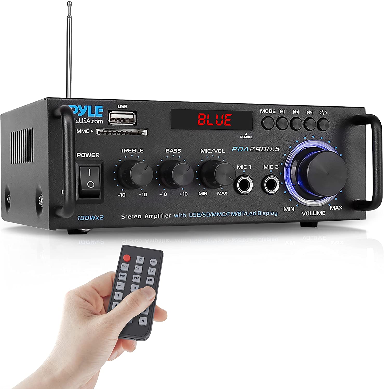 Pyle Wireless Bluetooth Stereo Power Amplifier 200W Dual Channel Sound  Audio Stereo Receiver