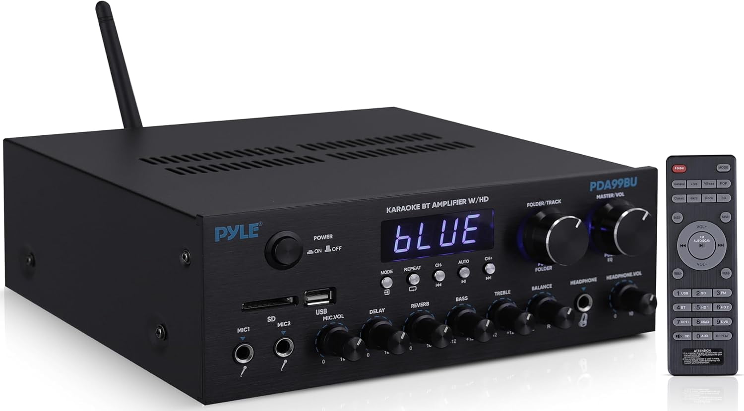 Pyle Wireless Bluetooth Streaming Amplifier, 300W Multi Channel Home Audio Receiver System with HDMI in/Out, Optical/Coaxial, FM Radio, USB/SD, AUX, RCA, Mic in