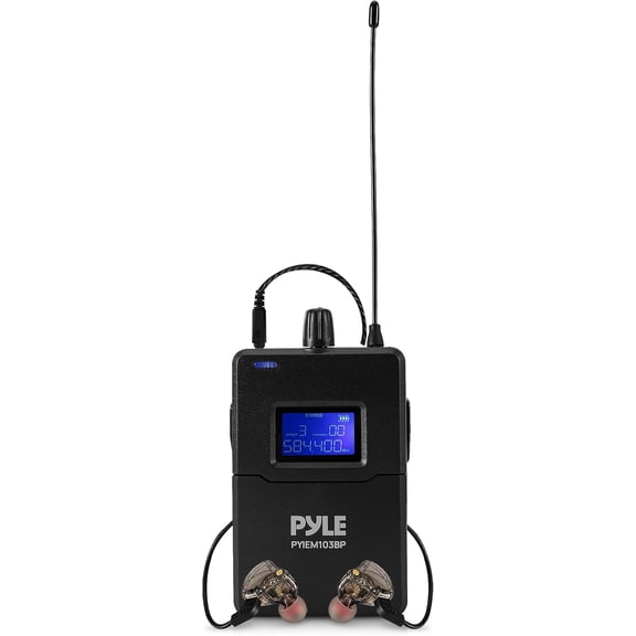 Pyle Wireless In-Ear Monitor System Professional Metal IEM with Bodypack Receiver, 220 Selectable Frequencies, Stereo L/R Inputs, Mono Output, 164 ft Range for Stage & Studio