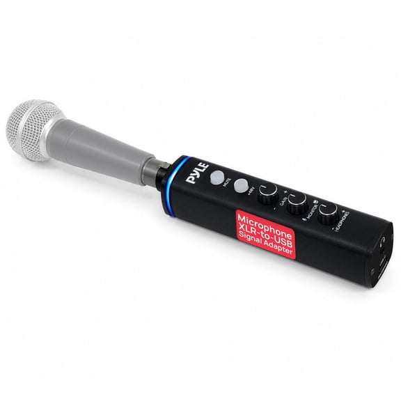 Pyle XLR to USB-C Audio Interface Adapter with 48V Phantom Power, 60dB Gain, 24-Bit/192kHz, Mute & Volume Control for Win/Mac/Linux