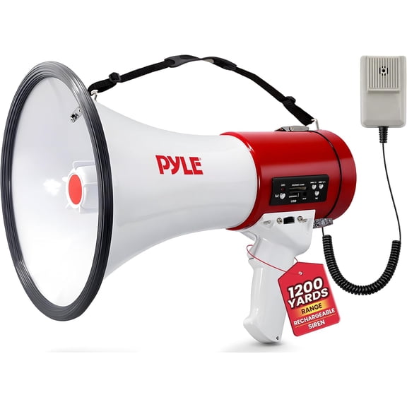 PyleHome PMP57LIA Megaphone - 50 W Amplifier - Built-in Amplifier - USB Port - Battery Rechargeable - 16 Hour