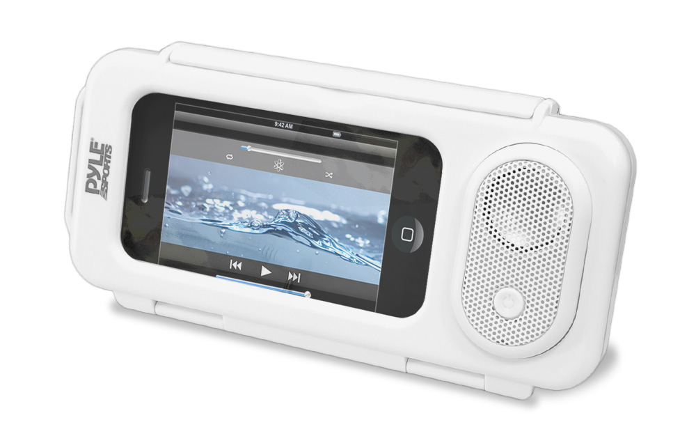 PyleHome Surf Sound Play Universal Waterproof iPod, iPhone4 & iPhone5 MP3 Player & Smartphone Portable Speaker & Case (Color White) - image 1 of 3
