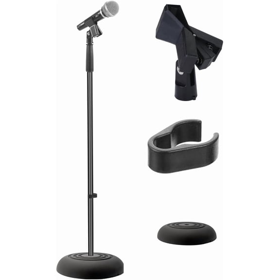 PylePro Adjustable Extendable Freestanding Compact Microphone Stand, Black