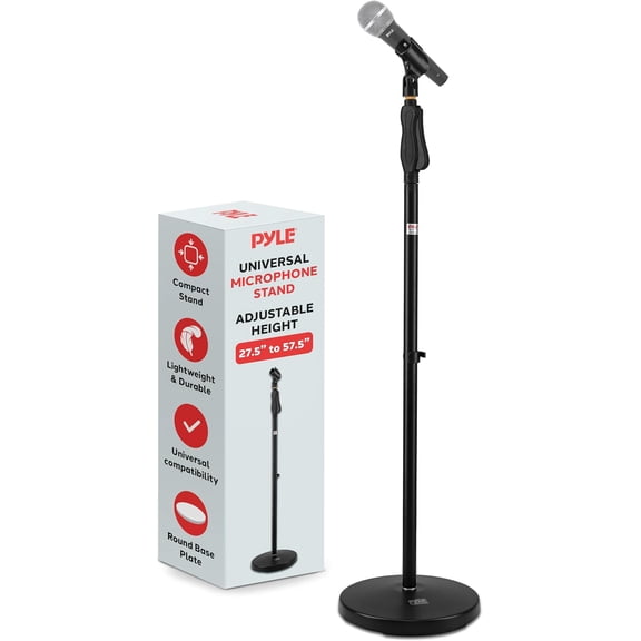 PylePro PMKS40 Universal Adjustable Freestanding Floor Microphone Stand, Black
