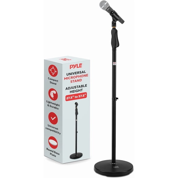PylePro PMKS40 Universal Adjustable Freestanding Floor Microphone Stand, Black