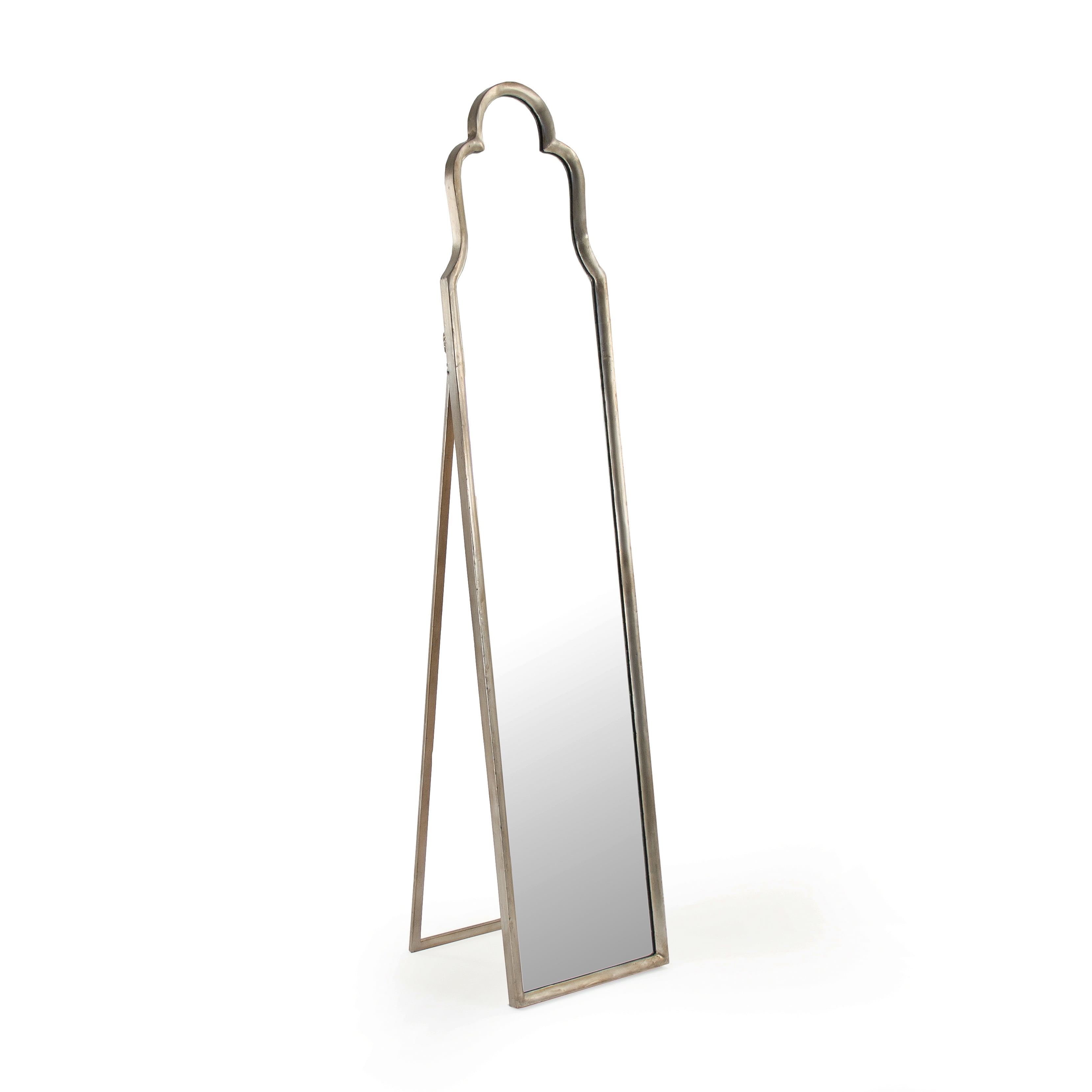 Antique Gold Full Length Arched Wood Floor Mirror