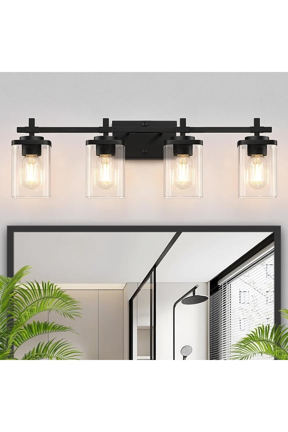 4-Light LED Vanity Light with Clear Glass Shades Decor for Lighting