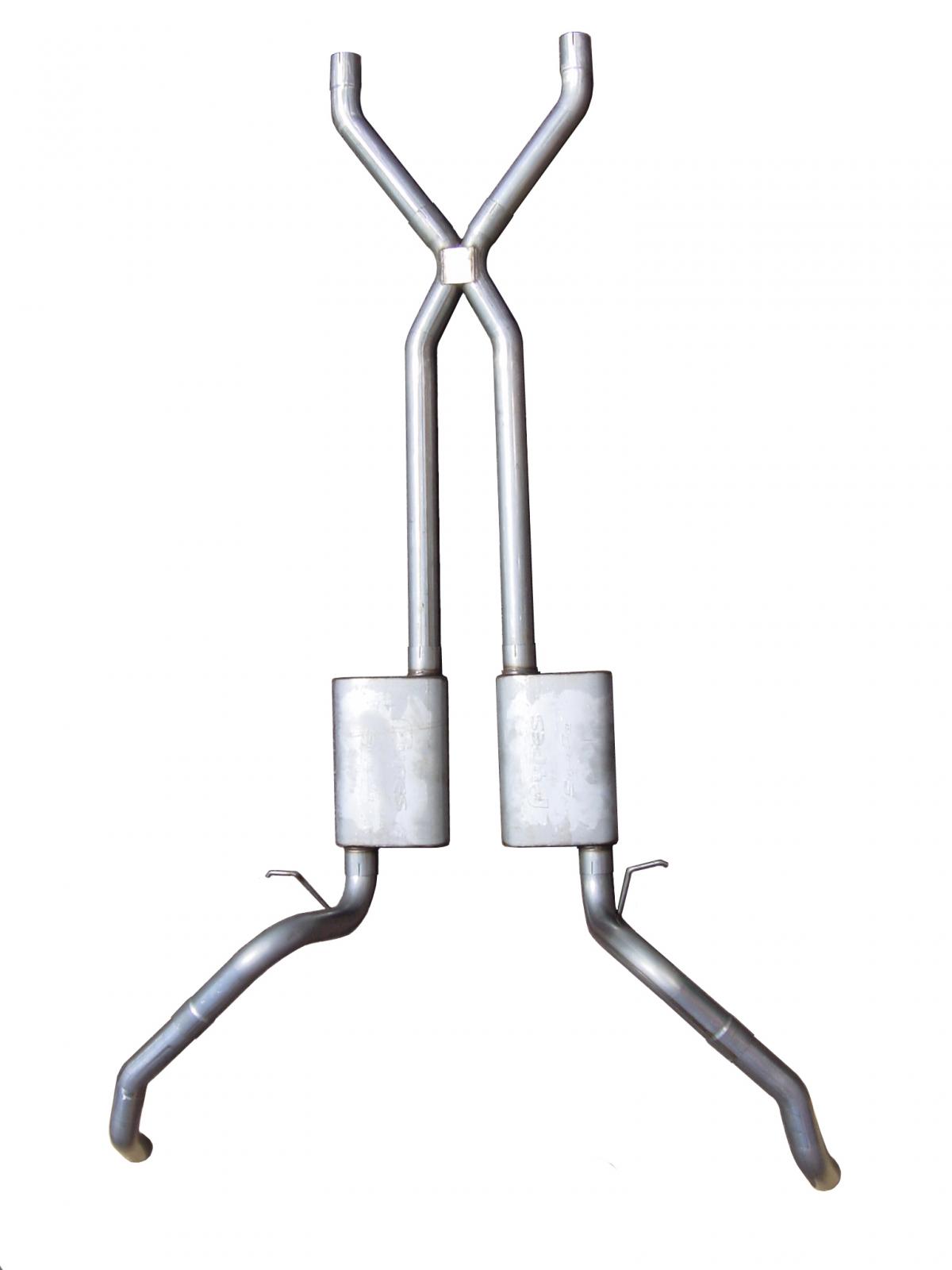 Pypes Exhaust Crossmember Back w/X-Pipe System 67-69 Split Rear Dual Exit 2.5"