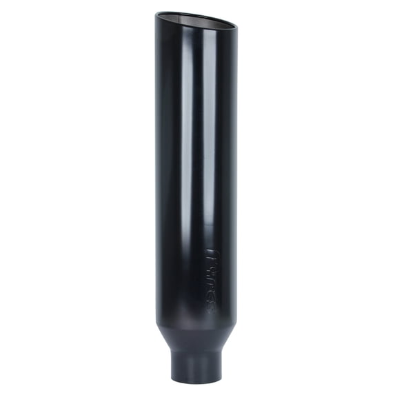 Pypes EVT508-36B Exhaust Stack - Clamp-On/Weld-On - 5 in OD Inlet - 8 in Round Outlet - 36 in Tall - Single Wall - Rolled Edge - Angled Cut - Stainless - Black Powder Coat - Each