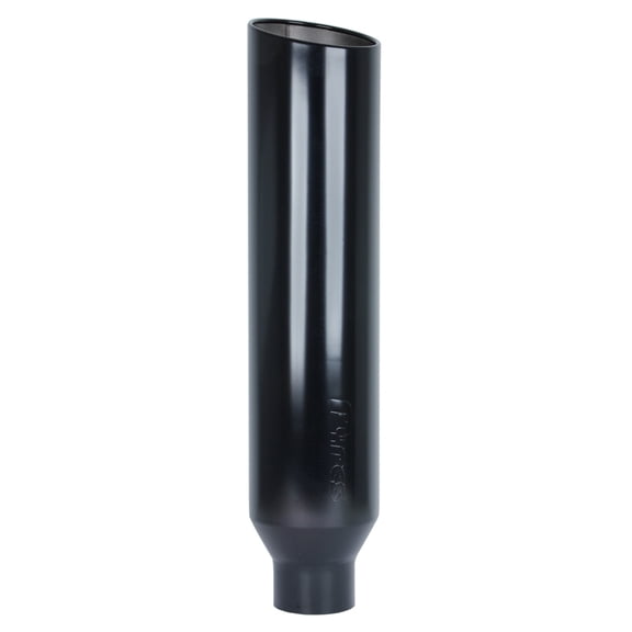 Pypes EVT508-36B Exhaust Stack - Clamp-On/Weld-On - 5 in OD Inlet - 8 in Round Outlet - 36 in Tall - Single Wall - Rolled Edge - Angled Cut - Stainless - Black Powder Coat - Each