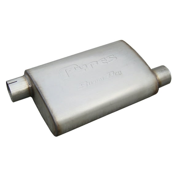 Pypes Performance Exhaust MVS10 Street Pro Series Muffler; 14 in.; 2.5 in. Offset/Offset; Hardware Not Incl.; Natural 409 Stainless Steel;
