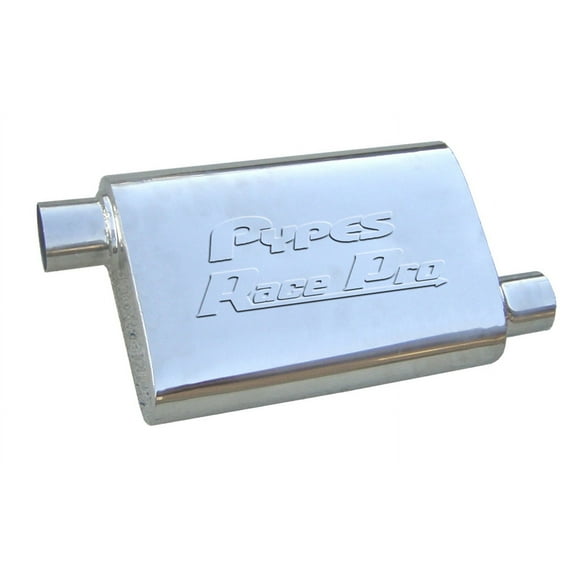 Pypes Performance Exhaust MVR10S Race Pro Series Muffler; 14 in.; 2.5 in. Offset/Offset; Hardware Not Incl.; Polished 304 Stainless Steel;