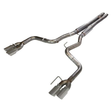 Pypes Performance Exhaust SFM87MH Cat Back Exhaust System; Split Rear Quad Exit; 3 in. Quad 304 Stainless Steel Polished Tips; Incl. Mid Muffler/H-Pipe/Hardware; 409 Stainless Steel Natural Finish;