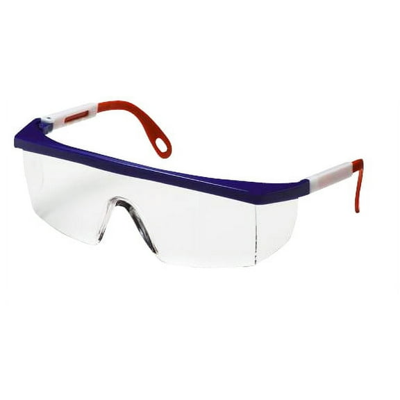 Pyramex Integra Scratch Resistant Safety Glasses, Clear Lens with Red, White and Blue Frame, 4 Count - MS-97242