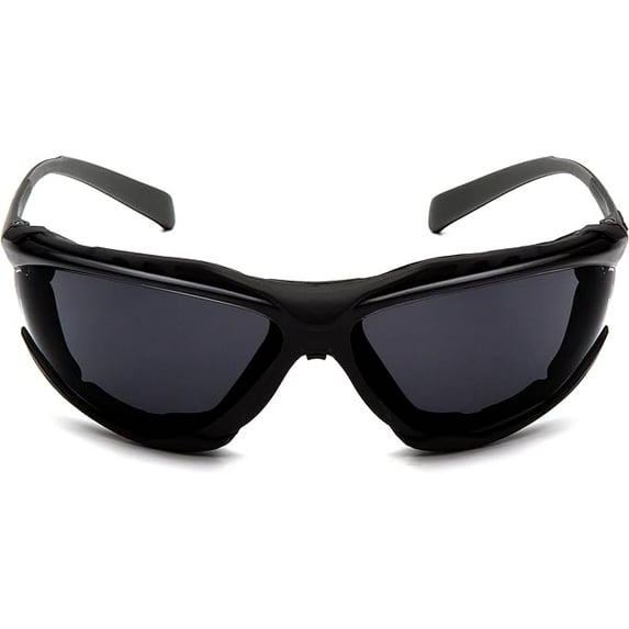 pyramex safety sb9323stm proximity safety glasses black frames dark gray h2max anti-fog lens