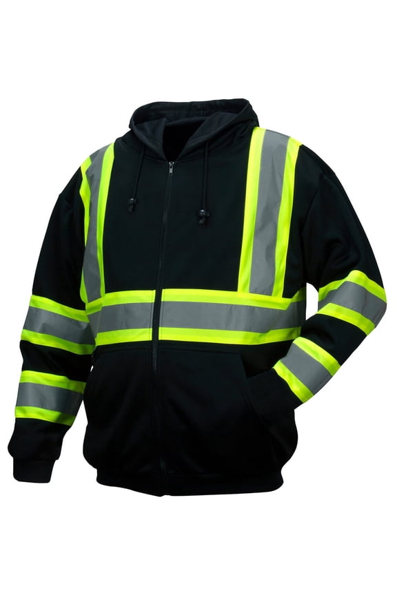 Safety RSZH34 Series Enhanced Visibility Black Sweatshirt ANSI Type 0 Class 1 With Reflective Contrasting Tape Size Medium