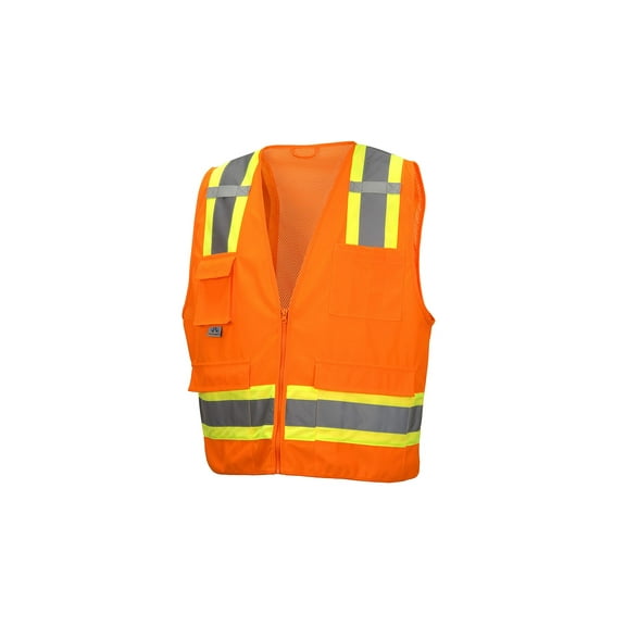 Pyramex RVZ2420 Series Class 2 Surveyor's Safety Vest with 6 Pockets, Hi-Vis Orange, 3X Large