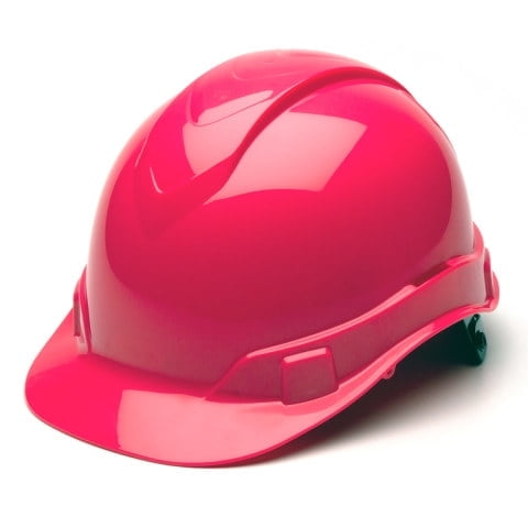 Pyramex Ridgeline Cap Style Hard Hat, 4-Point Ratchet Suspension, Hi-Vis Pink