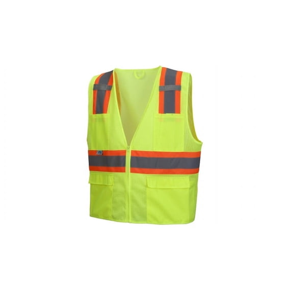 Pyramex Safety RVZ2310S Safety Vest Hi-Viz All Mesh Lime Vest with Contrasting Reflective Tape - Size Small